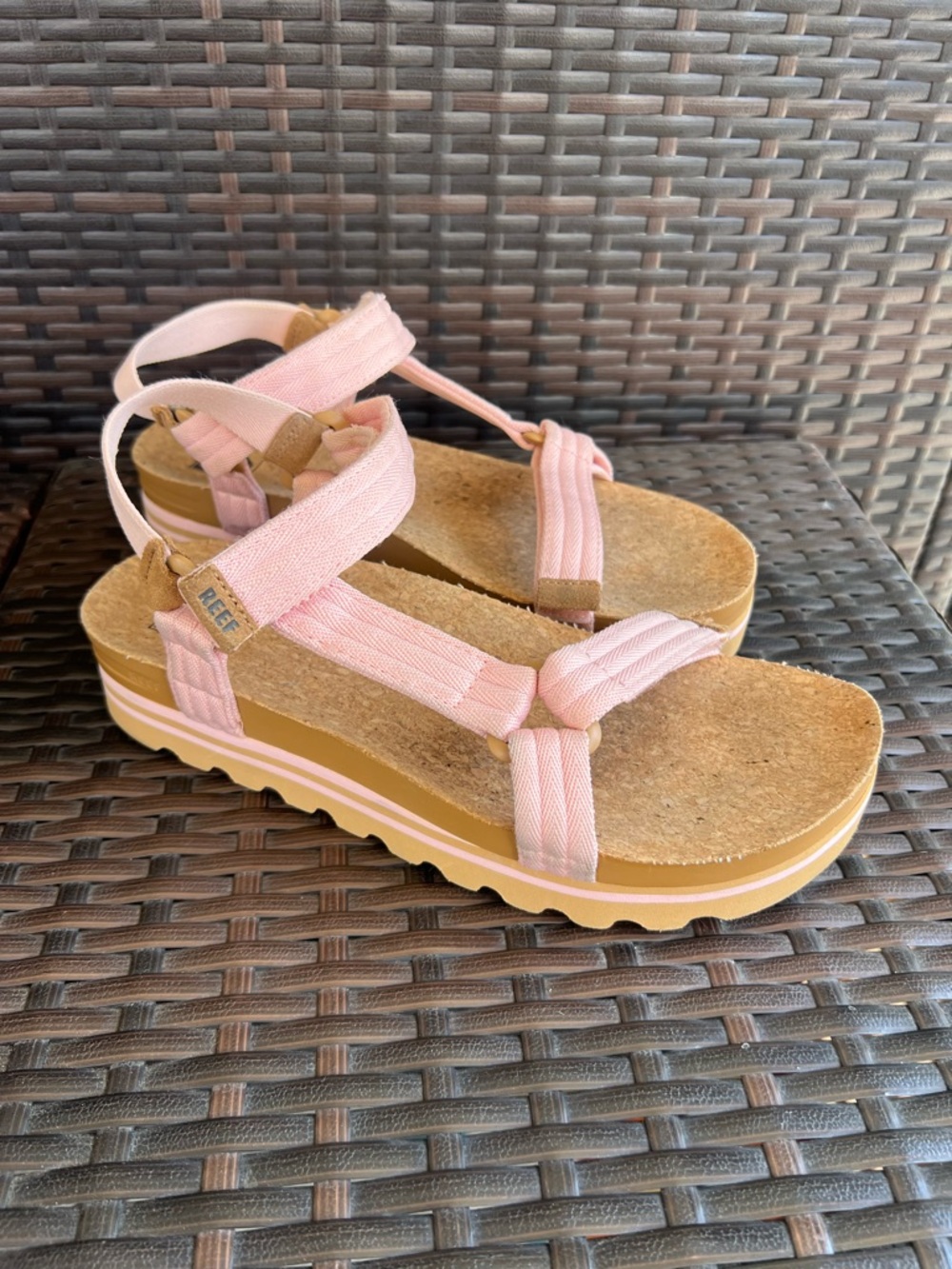 Reef Light Pink Platform Webbing Sandals